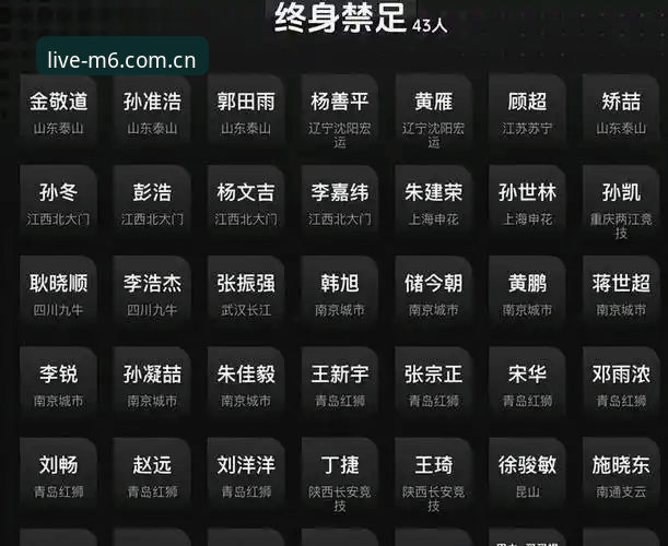 足协第三批禁足令最新动态：17人终身禁足，M6体育平台用户热议赛事净化